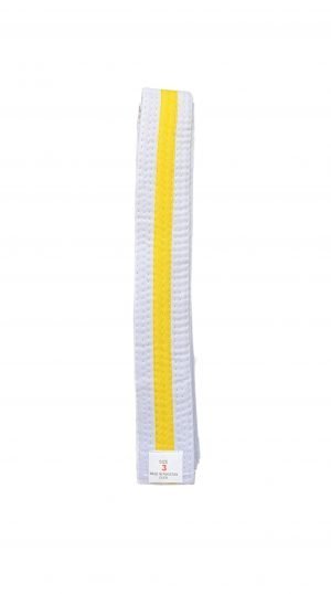 WHITE BELTS- COLOUR STRIPED